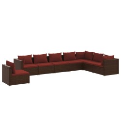 vidaXL Set sofás de jardín 8 piezas y cojines ratán sintético marrón