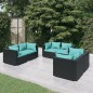 vidaXL Set de muebles de jardín 6 pzas y cojines ratán sintético negro