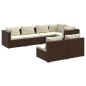 vidaXL Set muebles de jardín 7 piezas y cojines ratán sintético marrón vidaXL Set muebles de jardín 7 piezas y cojines ratán sintético marrón