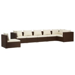 vidaXL Set muebles de jardín 7 piezas y cojines ratán sintético marrón
