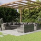 vidaXL Set de muebles de jardín 9 pzas y cojines ratán sintético gris vidaXL Set de muebles de jardín 9 pzas y cojines ratán sintético gris