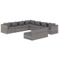 vidaXL Set de muebles de jardín 9 pzas y cojines ratán sintético gris vidaXL Set de muebles de jardín 9 pzas y cojines ratán sintético gris