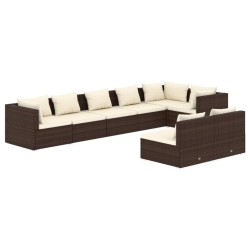vidaXL Set muebles de jardín 8 piezas y cojines ratán sintético marrón