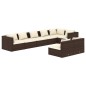 vidaXL Set muebles de jardín 8 piezas y cojines ratán sintético marrón vidaXL Set muebles de jardín 8 piezas y cojines ratán sintético marrón