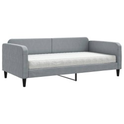 vidaXL Sofá cama con colchón tela gris claro 100x200 cm
