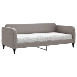 vidaXL Sofá cama con colchón tela gris taupe 90x200 cm