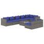 vidaXL Set de muebles de jardín 9 pzas y cojines ratán sintético gris vidaXL Set de muebles de jardín 9 pzas y cojines ratán sintético gris