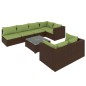vidaXL Set sofás de jardín 8 piezas y cojines ratán sintético marrón vidaXL Set sofás de jardín 8 piezas y cojines ratán sintético marrón