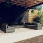 vidaXL Set de muebles de jardín 10 pzas y cojines ratán sintético gris vidaXL Set de muebles de jardín 10 pzas y cojines ratán sintético gris