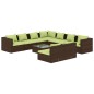 vidaXL Set muebles de jardín 10 pzas y cojines ratán sintético marrón vidaXL Set muebles de jardín 10 pzas y cojines ratán sintético marrón