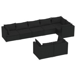 vidaXL Set de muebles de jardín 8 pzas y cojines ratán sintético negro