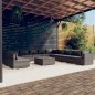 vidaXL Set de muebles de jardín 12 pzas cojines ratán sintético gris vidaXL Set de muebles de jardín 12 pzas cojines ratán sintético gris