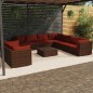 vidaXL Set muebles de jardín 10 pzas y cojines ratán sintético marrón vidaXL Set muebles de jardín 10 pzas y cojines ratán sintético marrón