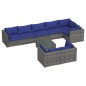 vidaXL Set de muebles de jardín 9 pzas y cojines ratán sintético gris vidaXL Set de muebles de jardín 9 pzas y cojines ratán sintético gris