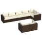 vidaXL Set sofás de jardín 8 piezas y cojines ratán sintético marrón vidaXL Set sofás de jardín 8 piezas y cojines ratán sintético marrón