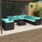 vidaXL Set de muebles de jardín 10 pzas cojines ratán sintético negro vidaXL Set de muebles de jardín 10 pzas cojines ratán sintético negro