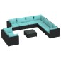 vidaXL Set de muebles de jardín 10 pzas cojines ratán sintético negro vidaXL Set de muebles de jardín 10 pzas cojines ratán sintético negro