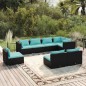 vidaXL Set de sofás de jardín 8 piezas y cojines ratán sintético negro vidaXL Set de sofás de jardín 8 piezas y cojines ratán sintético negro