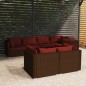 vidaXL Set muebles de jardín 7 piezas y cojines ratán sintético marrón vidaXL Set muebles de jardín 7 piezas y cojines ratán sintético marrón