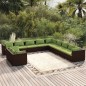 vidaXL Set de muebles de jardín 11 pzas cojines ratán sintético marrón vidaXL Set de muebles de jardín 11 pzas cojines ratán sintético marrón