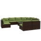 vidaXL Set muebles de jardín 10 pzas y cojines ratán sintético marrón vidaXL Set muebles de jardín 10 pzas y cojines ratán sintético marrón