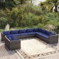 vidaXL Set de muebles de jardín 10 pzas y cojines ratán sintético gris vidaXL Set de muebles de jardín 10 pzas y cojines ratán sintético gris