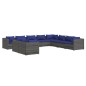 vidaXL Set de muebles de jardín 10 pzas y cojines ratán sintético gris vidaXL Set de muebles de jardín 10 pzas y cojines ratán sintético gris