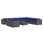 vidaXL Set de muebles de jardín 11 pzas y cojines ratán sintético gris vidaXL Set de muebles de jardín 11 pzas y cojines ratán sintético gris