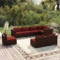 vidaXL Set sofás de jardín 8 piezas y cojines ratán sintético marrón vidaXL Set sofás de jardín 8 piezas y cojines ratán sintético marrón