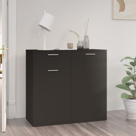 vidaXL Aparador de madera contrachapada negro 80x36x75 cm