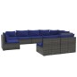 vidaXL Set de muebles de jardín 9 pzas y cojines ratán sintético gris vidaXL Set de muebles de jardín 9 pzas y cojines ratán sintético gris
