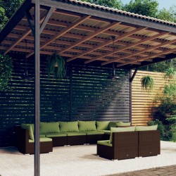 vidaXL Set muebles de jardín 9 piezas y cojines ratán sintético marrón