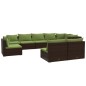 vidaXL Set muebles de jardín 9 piezas y cojines ratán sintético marrón vidaXL Set muebles de jardín 9 piezas y cojines ratán sintético marrón