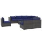 vidaXL Set de muebles de jardín 9 pzas y cojines ratán sintético gris vidaXL Set de muebles de jardín 9 pzas y cojines ratán sintético gris