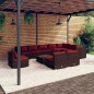 vidaXL Set muebles de jardín 11 pzas y cojines ratán sintético marrón vidaXL Set muebles de jardín 11 pzas y cojines ratán sintético marrón