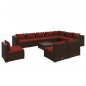 vidaXL Set muebles de jardín 11 pzas y cojines ratán sintético marrón vidaXL Set muebles de jardín 11 pzas y cojines ratán sintético marrón