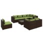 vidaXL Set muebles de jardín 9 piezas y cojines ratán sintético marrón