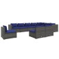 vidaXL Set de muebles de jardín 10 pzas y cojines ratán sintético gris