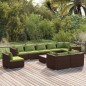 vidaXL Set muebles de jardín 10 pzas y cojines ratán sintético marrón vidaXL Set muebles de jardín 10 pzas y cojines ratán sintético marrón