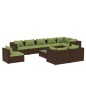 vidaXL Set muebles de jardín 10 pzas y cojines ratán sintético marrón vidaXL Set muebles de jardín 10 pzas y cojines ratán sintético marrón