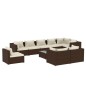vidaXL Set muebles de jardín 10 pzas y cojines ratán sintético marrón vidaXL Set muebles de jardín 10 pzas y cojines ratán sintético marrón