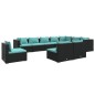 vidaXL Set de muebles de jardín 10 pzas cojines ratán sintético negro vidaXL Set de muebles de jardín 10 pzas cojines ratán sintético negro