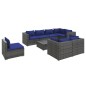 vidaXL Set de muebles de jardín 9 pzas y cojines ratán sintético gris vidaXL Set de muebles de jardín 9 pzas y cojines ratán sintético gris