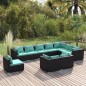 vidaXL Set de muebles de jardín 10 pzs y cojines ratán sintético negro vidaXL Set de muebles de jardín 10 pzs y cojines ratán sintético negro