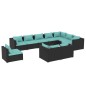 vidaXL Set de muebles de jardín 10 pzs y cojines ratán sintético negro vidaXL Set de muebles de jardín 10 pzs y cojines ratán sintético negro
