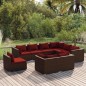 vidaXL Set muebles de jardín 9 piezas y cojines ratán sintético marrón vidaXL Set muebles de jardín 9 piezas y cojines ratán sintético marrón