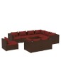 vidaXL Set muebles de jardín 9 piezas y cojines ratán sintético marrón vidaXL Set muebles de jardín 9 piezas y cojines ratán sintético marrón