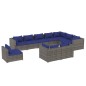 vidaXL Set de muebles de jardín 10 pzas y cojines ratán sintético gris