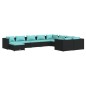 vidaXL Set de muebles de jardín 10 pzas cojines ratán sintético negro vidaXL Set de muebles de jardín 10 pzas cojines ratán sintético negro