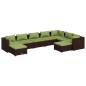 vidaXL Set muebles de jardín 9 piezas y cojines ratán sintético marrón vidaXL Set muebles de jardín 9 piezas y cojines ratán sintético marrón
